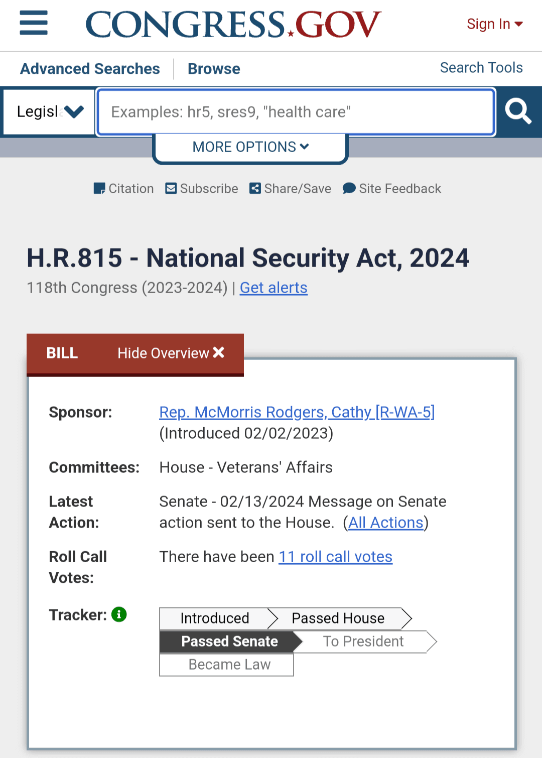 National Security Act, 2024" (H.R. 815):